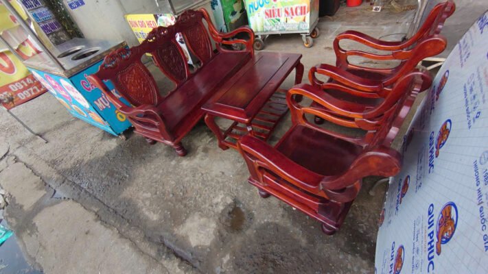 sofa gỗ tràm 4 món kiểu mã lai