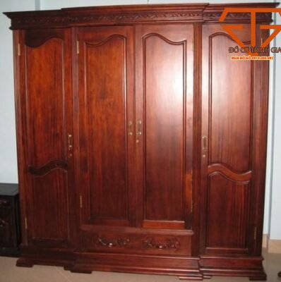 tủ áo gỗ căm xe 4 cánh