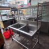 thanh lý chậu rửa 2 ngăn có kệ inox 201